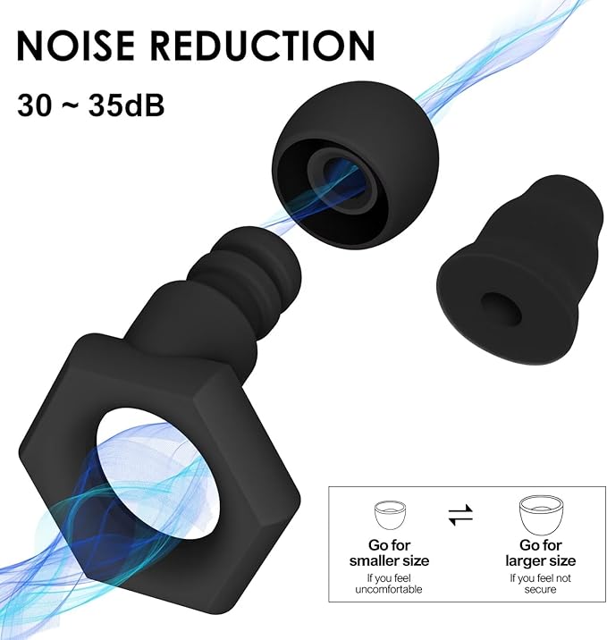 Ear Plugs for Sleeping Noise Cancelling,Reusable Silicone Earplugs with Carrying Case,Ear Plugs for Noise Reduction for Sleep,Noise Sensitivity,Travel,Focus - 5 Pairs Ear Tips in S/M/L