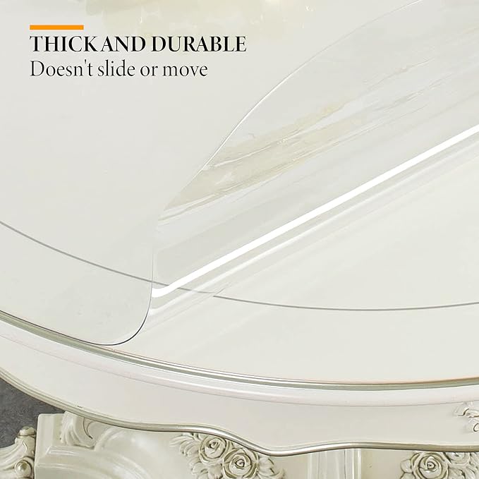 Deep Dream 1.5mm Thick 40 Inches Clear Round Table Protector, Round Table Cover, Tablecloth Protector, Table Protector for Dining Room Table & Office