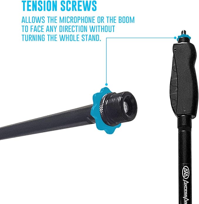 AxcessAbles Weighted Mic Stand Floor with Heavy Round Base, Quick Grip Height Adjustment - 74" Microphone Stand Include 33" Detachable Mic Boom Arm. Tall Microphone Stand for Singing (MS-201RB)