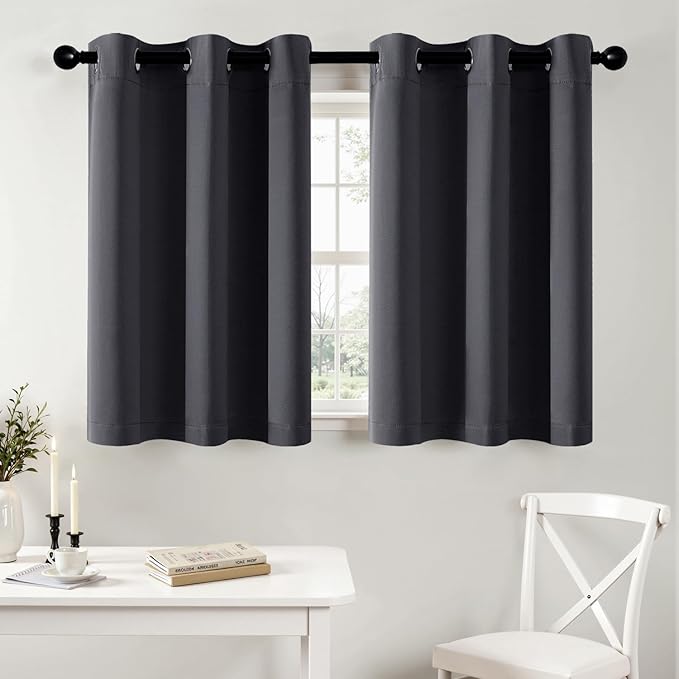 MIULEE Blackout Curtains for Bedroom Living Room 2 Panels, Thermal Insulated Room Darkening Drapes Grommet Noise Reducing Light Blocking Window Treatments 36 Inches Long 40x36 Inch Dark Grey