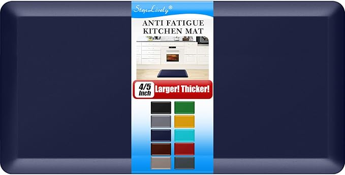 4/5 Inch Thick Kitchen Mat - Cushioned Anti Fatigue Mats for Kitchen Floor - Easy to Clean, Waterproof, Non-Slip Kitchen Rug for Sink, Office, Kitchen (20''x39'' Blue)