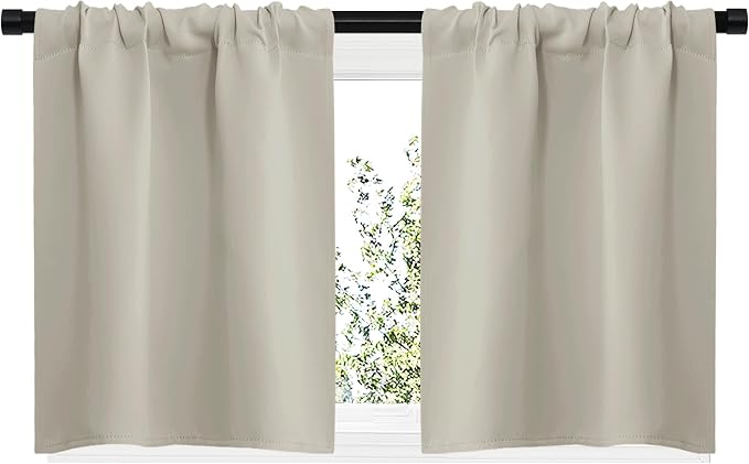 NICETOWN Blackout Curtains for Living Curtains, Room Darkening Window Curtain Panels, Easy-Care Solid Thermal Insulated Draperies/Drapes for Daughter Room (Natural, 2 Panels, 29 by 20)