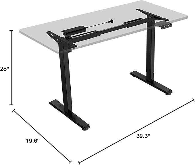 FLEXISPOT EN2 Standing Desk Frame with Clamp Power Strip and Cable Management Tray, Electric Sit Stand Desk Base with Memory Controller for Home and Office (Black Frame Only)