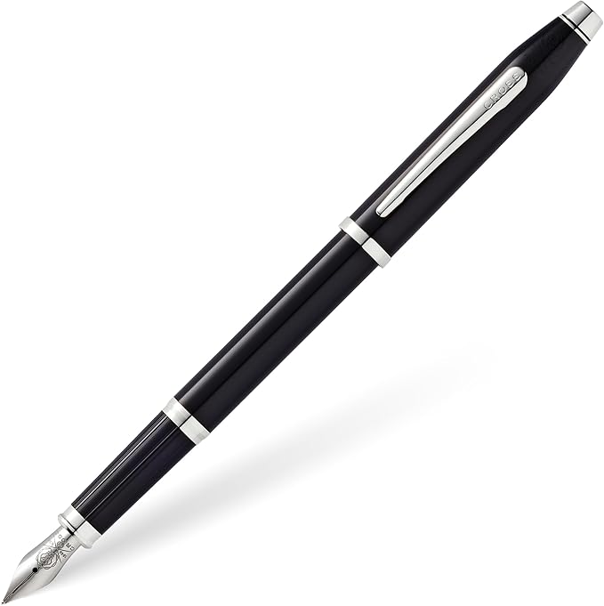 Cross Century II Black Lacquer Medium Nib Fountain Pen - Professional Pen for Everyday Use - Smooth Writing - Comfortable Grip - Black Ink - Durable Construction - Includes Gift Box