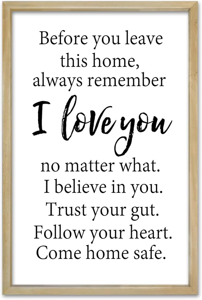 RLWangChao Before You Leave This Home Wall Decor Art 24"X16" I Love You Sign Inspirational Quotes Family Entryway Wood Framed Wall Hanging (Wood)