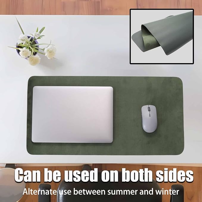 24" x 12" PU Leather Keyboard Pad Desk Protector Mat for Vanity Makeup Laptop Keyboard Mouse, Dark Green