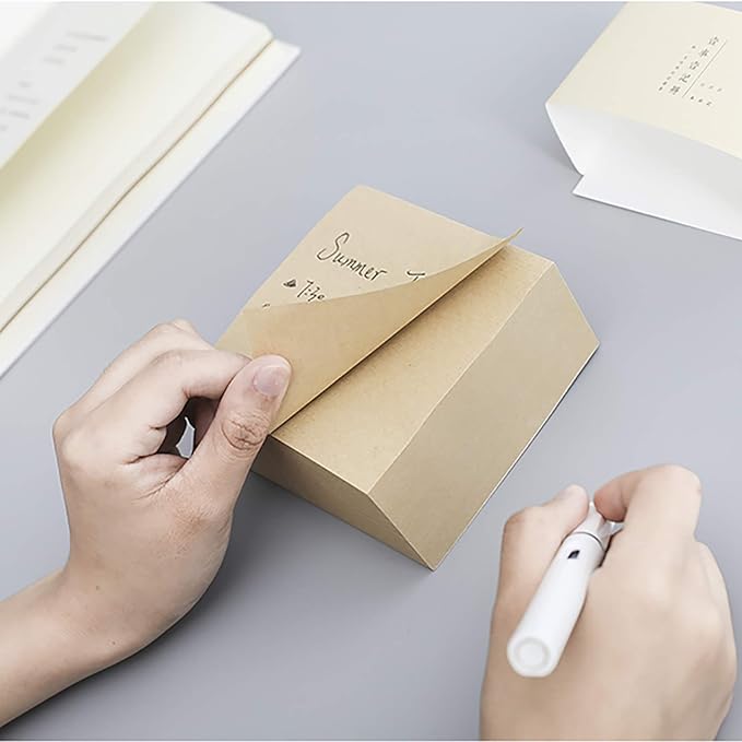 VANRA Sticky Notes 4 x 4-Inches Self-Stick Note Cube Memo Pads Strong Adhesive, 400-Sheets/Cube (Kraft Brown)