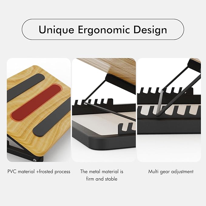 Ergonomic Foot Rest to Improve Posture-Adjustable Under Desk Foot Stool with 7 Angle Settings,Non-Slip Wooden Surface & Sturdy Metal Frame,Ideal for All-Day Comfort at Office or Home