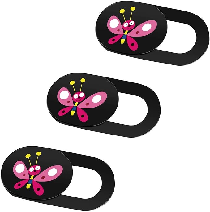 SIREG Webcam Cover Slide 0.027in Ultra Thin Web Camera Cover for Laptops Smartphone PC Tablets for Protecting Your Privacy Security (Butterfly-Black & 3 Pack)