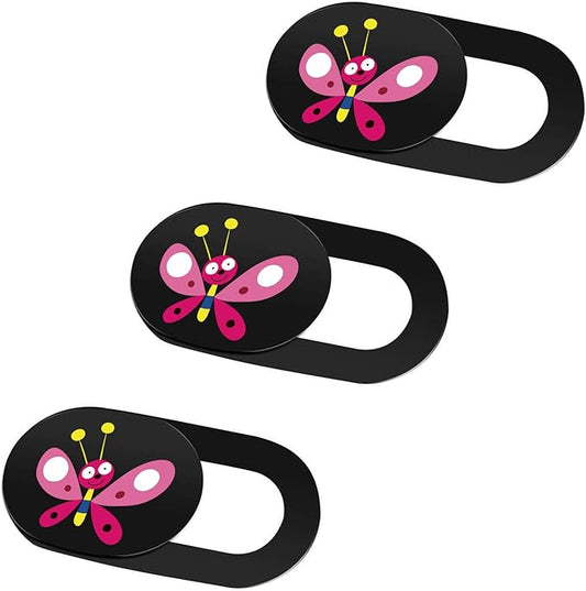 SIREG Webcam Cover Slide 0.027in Ultra Thin Web Camera Cover for Laptops Smartphone PC Tablets for Protecting Your Privacy Security (Butterfly-Black & 3 Pack)