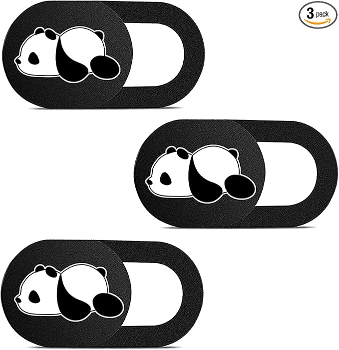 Webcam Cover Slide Cute Pattern Web Camera Cover 0.7mm Thin Fits for Laptop MacBook Pro iMac Air Computer Smartphones Tablets Protect Your Privacy and Security Strong Adhesive (3 Pack-Panda Pattern)