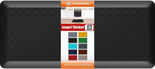 4/5 Inch Thicker Kitchen Mats for Floor Non-Slip Anti Fatigue Comfort Mat Waterproof Kitchen Rug for Sink, Office,Home Stain Resistant Standing Desk Rugs-17.3"x 39", Black