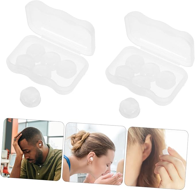 KOMBIUDA 18pcs Ultra-Soft Moldable Silicone Work Study and Travel Noise Reduction with Transparent Carrying Box Comfortable Soundproof Ear Protectors