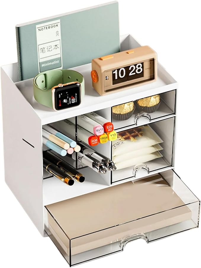 Desk Organizers with Drawers Pen Holders Multifunctional Desktop Organizers Makeup Organizers Office School Supplies