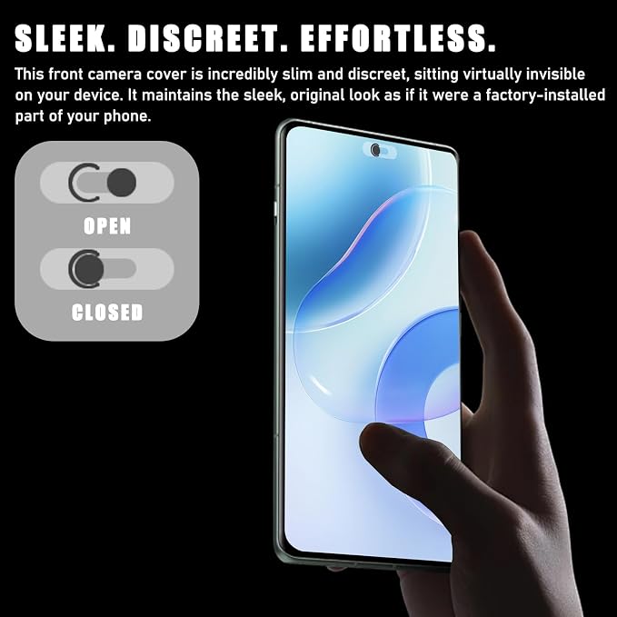 Front Camera Cover Compatible for Smartphones,Webcam Cover Compatible for Pixel/Galaxy/iPad,Protect Privacy and Security,Camera Slide Protection,2 Pack-Black