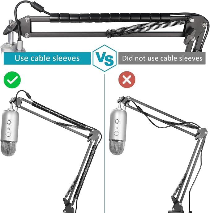 Blue Yeti Microphone Boom Arm Stand with Yeti Microphone Pop Filter, Compatible with Blue Yeti Mic, X USB Microphone with Cable Sleeve by SUNMON