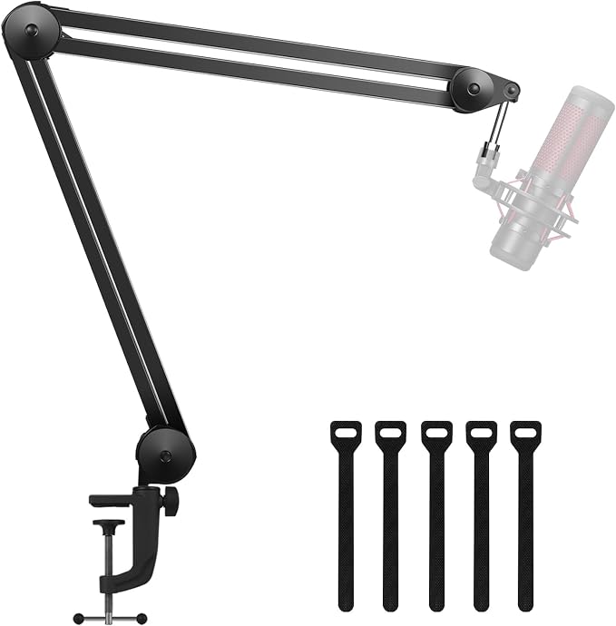 InnoGear Microphone Arm Stand, Heavy Duty Mic Arm Microphone Stand Suspension Scissor Boom Stands with Mic Clip and Cable Ties for Blue Yeti Snowball Hyper X QuadCast SoloCast Fifine Gaming(Large)