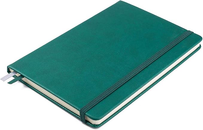 Guissi Classic Dotted Grid Bullet Notebook Journal Dot Hard Cover A5 Premium 80gsm Thick Acid-Free Paper with Fine Inner Pocket Faux Leather Office School Supplies 144 Pages Desgned in Florence