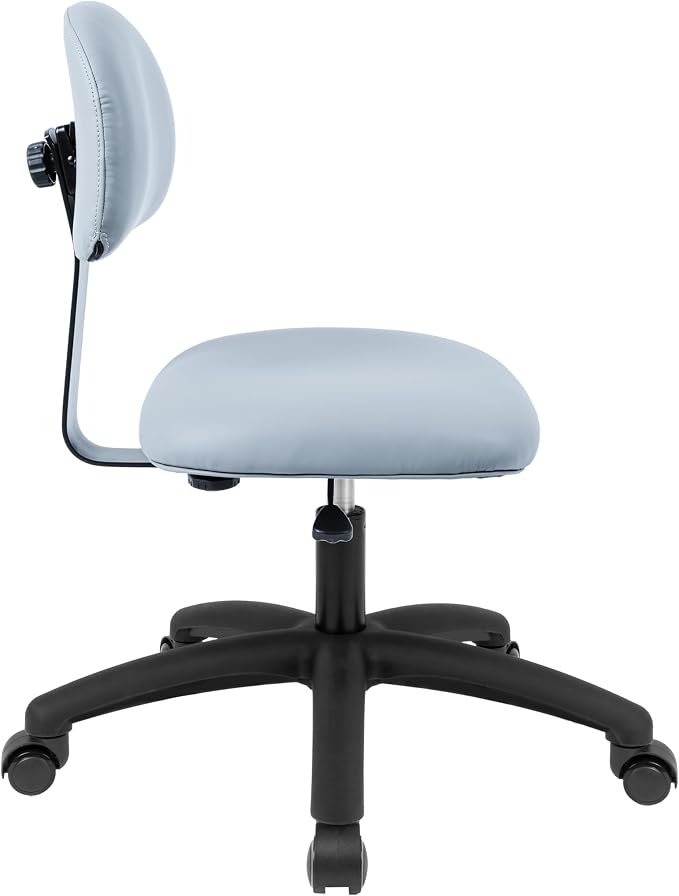 FSS Series Square seat Low (17"-22") seat Height Chair. Fabric Vinyl-for Office, Garage, Desk, Shop, Computer, Doctor, Medical, Easy to Clean! (Gray, Low, Self Braking Casters)