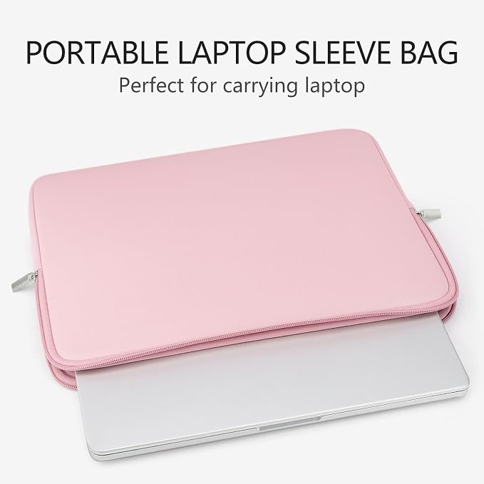 RAINYEAR 14 Inch Laptop Sleeve Case Protective Soft Padded Zipper Cover Carrying Computer Bag Compatible with 14" Notebook Chromebook Tablet Ultrabook (Light Pink)