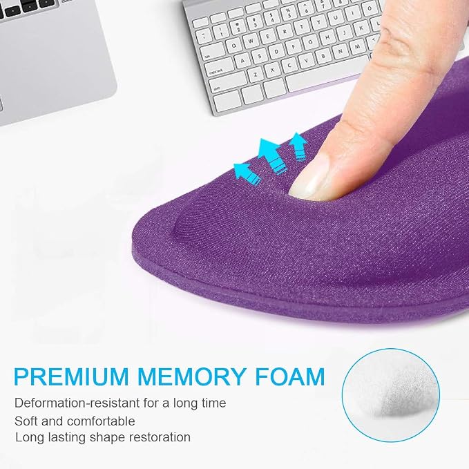 TECKNET Ergonomic Mouse Pad with Wrist Support | Soft Memory Foam, Fast Rebound, Pain Relief，Waterproof Surface, Non-slip Base