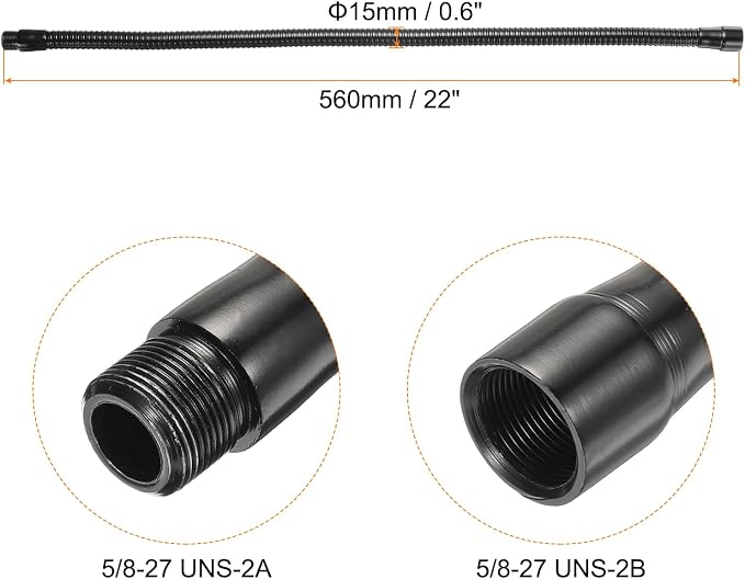 PATIKIL 22" Microphone Gooseneck, 1Pcs 5/8"-27 Thread Metal Universal Hose Flexible Arm Gooseneck Tube Extension for Multifunction DIY, Black