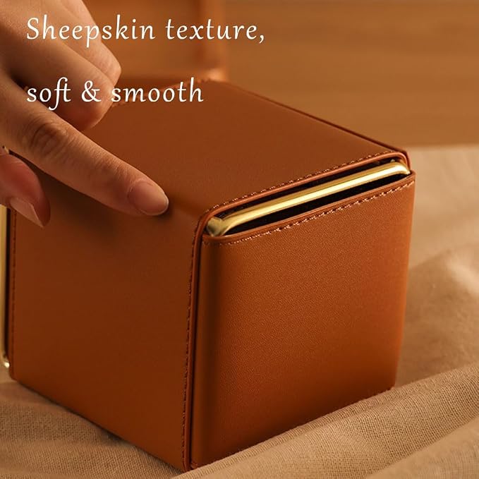 PU Leather Desktop Organizer for Pens, 4.3" Compact Size Green | Cotroller, Keys, Glasses, Makeup Brushes Holder, Multipurpose Table Caddy Storage for Office & Home Decor