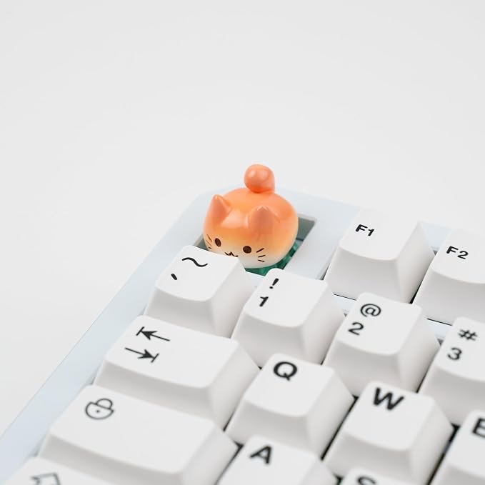 Artisan Cat Keycap for Mechanical Keyboards Esc, Orange Cat, Handmade Resin, 1U Size, MX Switch Compatible, Decorative Design for Gaming and Typing