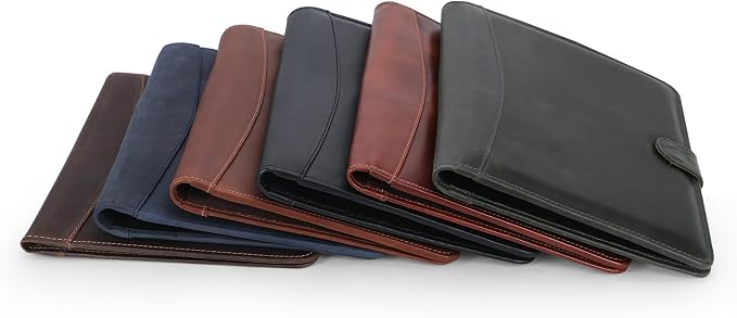 Leather Padfolio Legal Pad Portfolio Organizer | Handmade Executive Notebook Binder | Heavy Duty Full Grain Cow Hide Resume Interview Folio for Men Women, Rustic NoteBook Folder (Wine)
