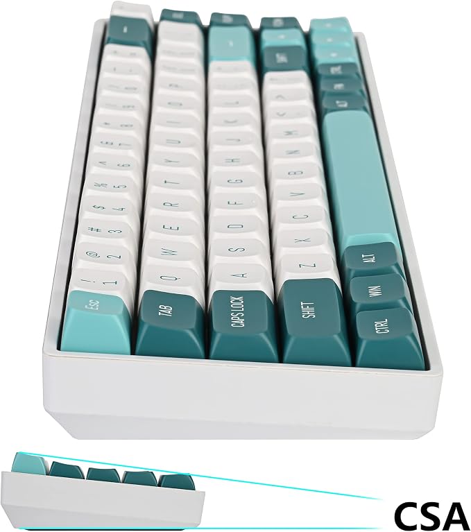 GTSP 163 Keys CSA Profile PBT Keycaps Set with 7U Spacebar, Double Shot Custom Green Keycap for ANSI Layout 60% 65% 100% MX Switches Mechanical Keyboard (Forest)