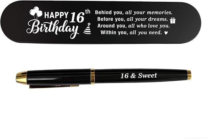16th Birthday Gifts for Boys Girls | 16 Year Old Gel Pen Gift Set | 16th Birthday Gifts | Laser Engraved Gel Pen Gift Set for 16th Birthday | 16 Year Old Birthday Decoration for Him Her