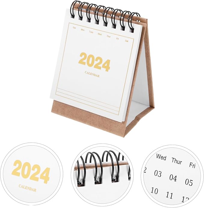 Mini Desk Calendar Thick Flip Standing Desktop Organizer Small Tabletop Planner for Home Office Daily Use and Event Scheduling