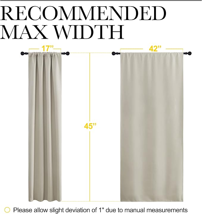 NICETOWN Blackout Curtains for Living Curtains, Room Darkening Window Curtain Panels, Easy-Care Solid Thermal Insulated Draperies/Drapes for Daughter Room (Natural, 2 Panels, 42 by 45)