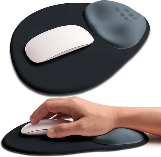 Palm-Rest and Wrist-Hugging Mouse Pad Wrist Rest, Ergonomic Wrist Support with Curve Fitting Cushioned Memory Foam for Carpal Tunnel Pain Relief, 9.9 x 8.3 Inch, Slate Gray
