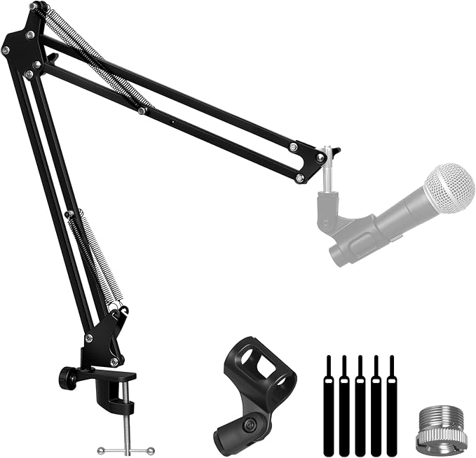 AODSK Microphone Arm Stand Ideal for recording studios, live streaming, and stage use Reinforced base Includes 3/8“ to 5/8” adapter Compatible with most microphones