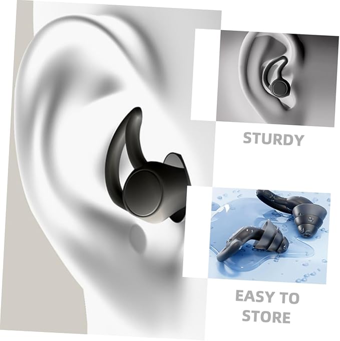 GALPADA 2pcs Silicone Noise Cancelling for Sleeping and Work Comfortable Secure Fit Noise Reduction Portable Black for Study Rest and Focus