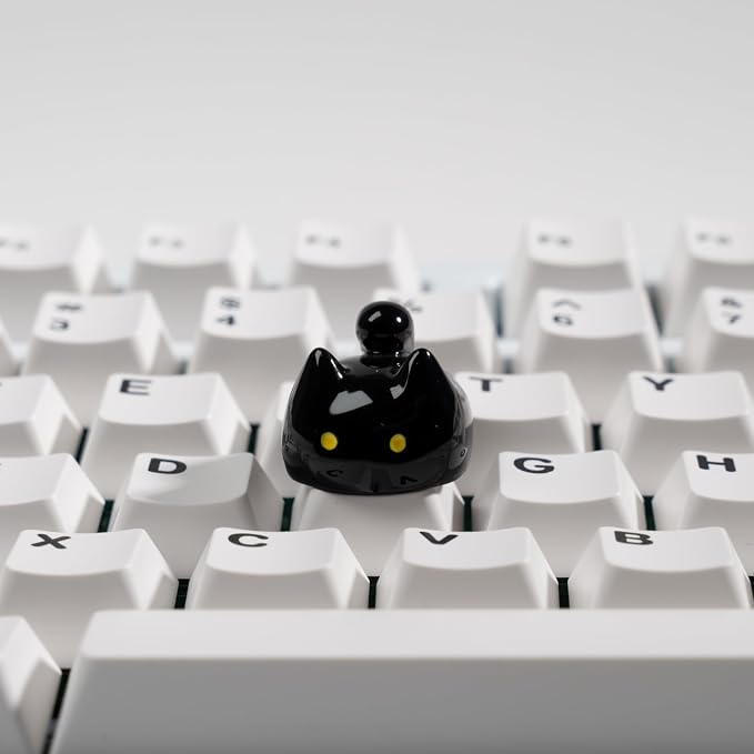Artisan Cat Keycap for Mechanical Keyboards, Orange and White, 3D Printed Resin, 1U Size, MX Switch Compatible, Decorative Design for Gaming and Typing (MKK-04)