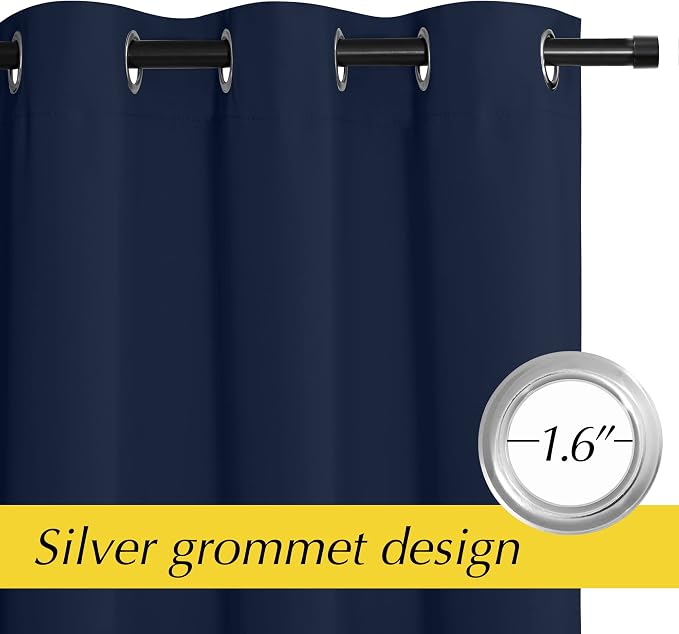 NICETOWN Door Curtain Panels for Doorway Room Divider, Blackout Living Room or Bedroom Curtain Drape, Thermal Insulated Temporary Door Cover for Closet, 42" W x 80" L, 1 PC, Navy Blue