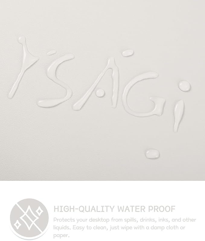 YSAGi Non-Slip Leather Desk Pad Long Size, Waterproof Laptop Computer Desk Keyboard Mat, Table Protector Blotter Mat, Large Mouse Pad for Office/Work/Home/Decor(Apricot Gray, 47" x 17")
