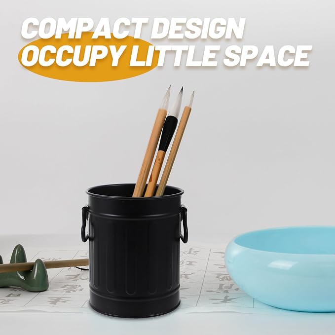 Alipis Desk Trash can Mini Metal Office Trash Container for Pens Stationery Storage Holder Small Desk Wastebasket for Home Office 4.52 X 3.74 X 3.74 in