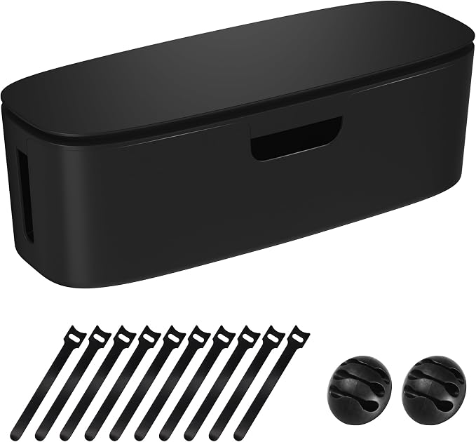 Cable Management Box, Large Cord Organizer Box to Hide Power Strip | Under Desk Cable Management, TV Computer Wires Cable Organizer, Desk Cord Hider, Baby Proofs, for Home/Office