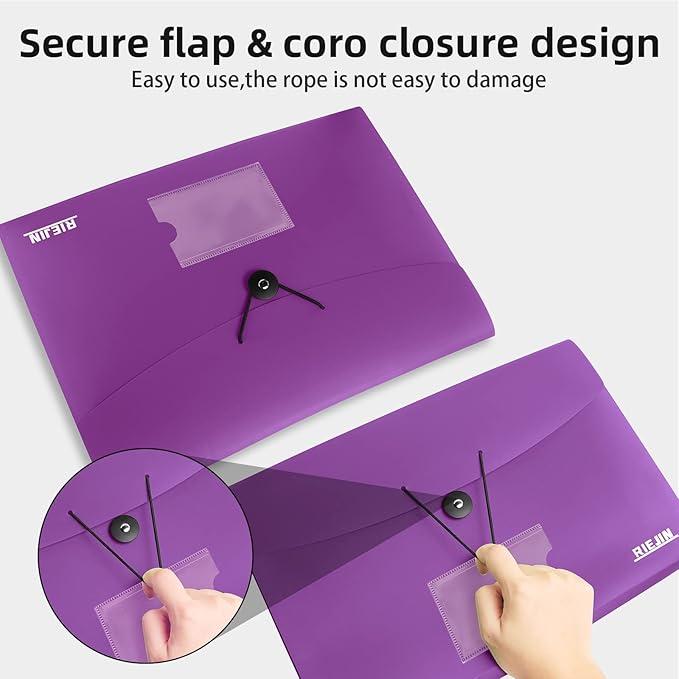 Accordian File Organizer 7 Pocket Expanding File Folder with Labels, Plastic Expandable File Folder for Documents Letter Size A4 Papers - Purple