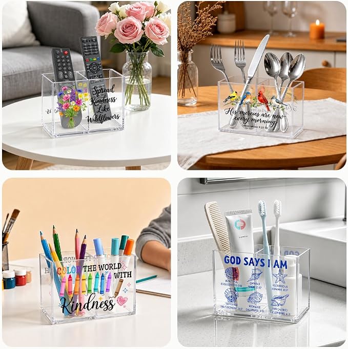Color The World With Kindness Cosmetic Organizer Pen Holder, Be Kind Pencil Holder 2 Compartments, Kindness Office Desk Accessory for Teacher, Office Back to School Gifts for Counselor Mentor