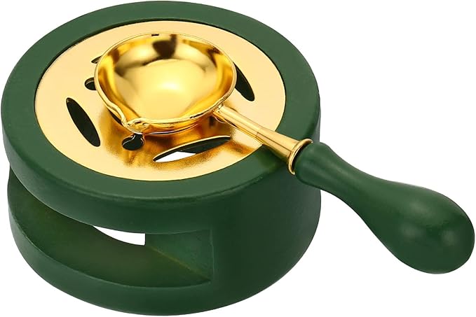 PATIKIL Seal Kit, Wax Seal Warmer With Melting Spoon, Retro Melt Stove Pot Furnace Tool for Sealing Beads Stamp Letter Envelope, Dark Green