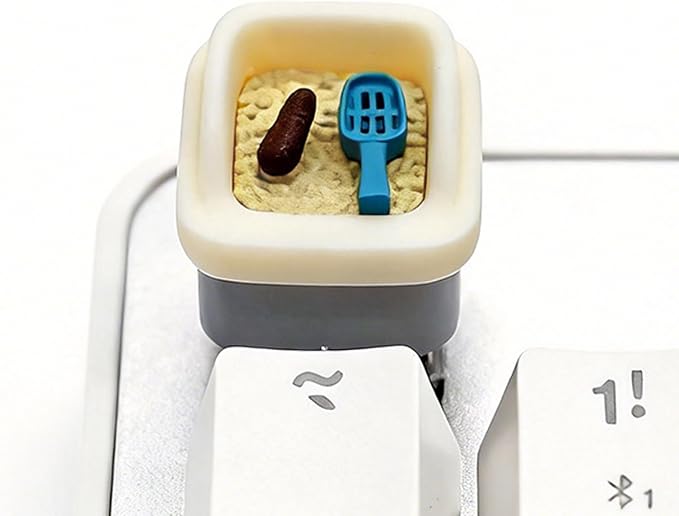 Artisan Keycaps, Cute Cat Custom Cover Caps for MX Mechanical Keyboard, Resin Handmade 1U Replacement for Esc Del Arrow Key (Litter Box)
