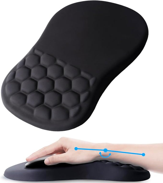 Ergonomic Mouse Pad Wrist Rest, 15° Memory Foam, Non-Slip PU Base | Mouse Pad15° Ergonomic Tilt, 100% Memory Foam, Smooth Lycra Surface, for Office & Gaming, Pain Relief Wrist Support Black