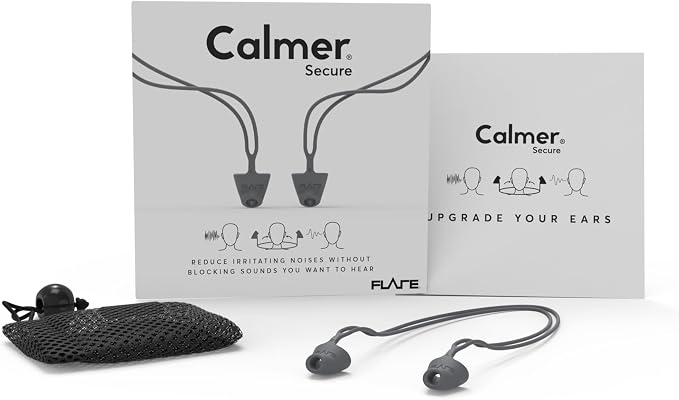 Flare Calmer Secure | Ear Plugs Alternative | Daily Noise Relief | Sound Sensitivity | Stress Relief | No Muffling | Improve Wellbeing | Comfy, Reusable, Soft Silicone Earplugs |Grey