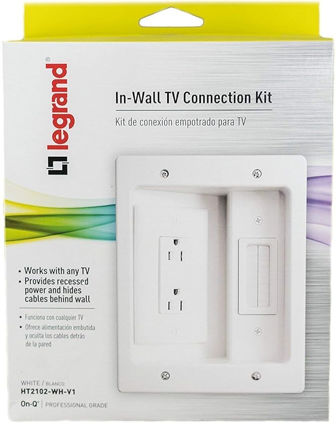 Legrand – OnQ in-Wall Cable Management Kit for Power & Low Voltage Cords – Hides TV or Display Cables Retrofit Behind The Wall – UL Listed TV Cord Hider w/DIY Install & Included Hardware – HT2102WHV1