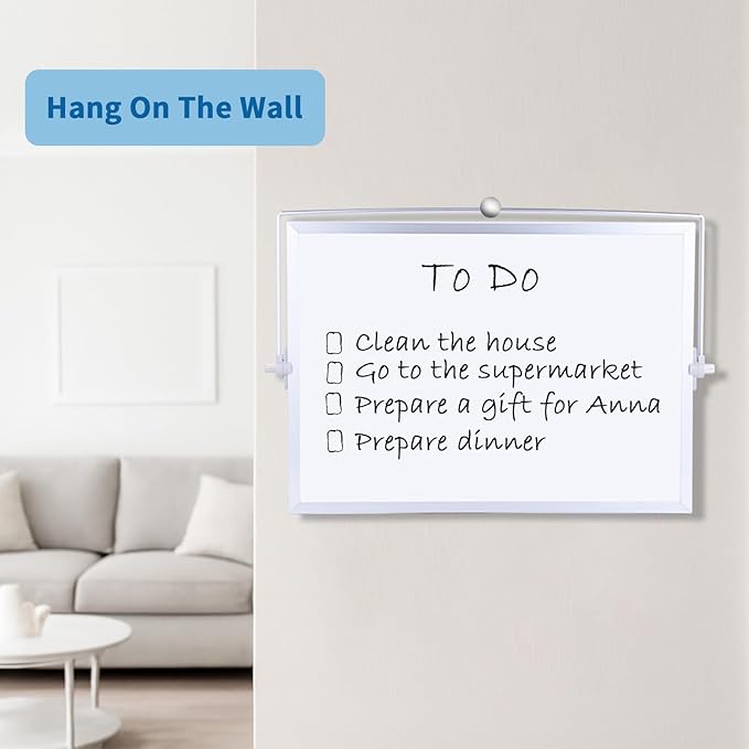 Portable Double-Sided Dry Erase Whiteboard with Stand - 14"x10" Magnetic Monthly & Weekly Planner, Small Desktop Whiteboard for Home, Office & School Use