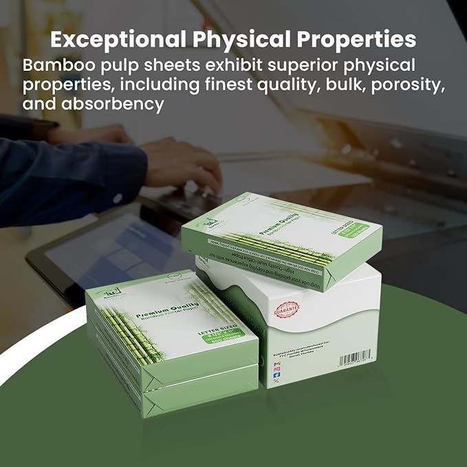 BAM POS Bamboo Printer Paper - 8 1/2” x 11”- 20LB Multipurpose White Paper - Made from Bamboo Fiber, Renewable Resources, Zero Trees Used - 3 reams (1500 Sheets)